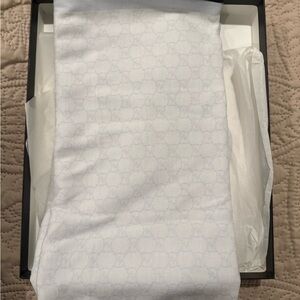 Gucci Cream Monogrammed Scarf/ baby boy blanket brand new never used